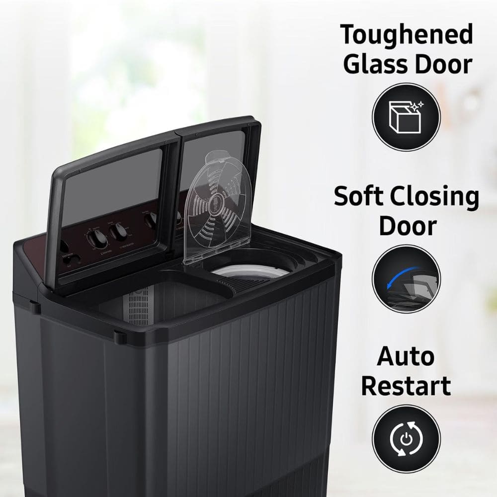 Samsung 9 Kg 5 Star Semi-Automatic Top Load Washing Machine (WT90B3560RB,Dark Grey)