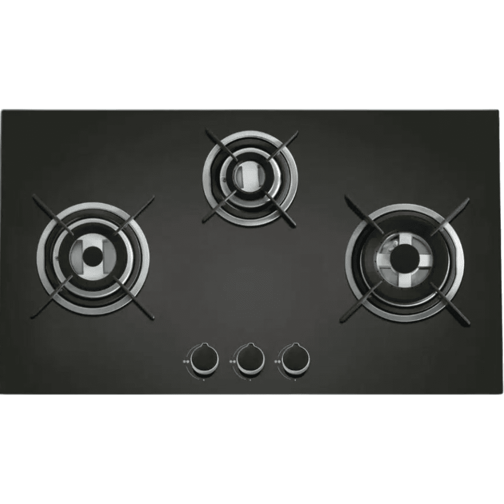 Carysil Hob, SALSA 4 78CM, 3 burner 78 cm Auto Ignition Glass Stainless Steel Design Brass Burners 1 Medium +1 Small+1 High