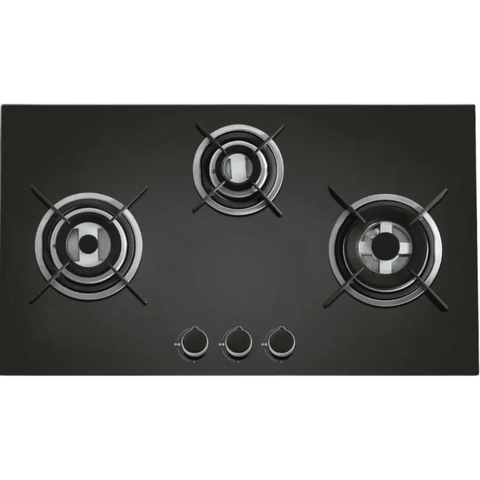 Carysil Hob, SALSA 4 78CM, 3 burner 78 cm Auto Ignition Glass Stainless Steel Design Brass Burners 1 Medium +1 Small+1 High