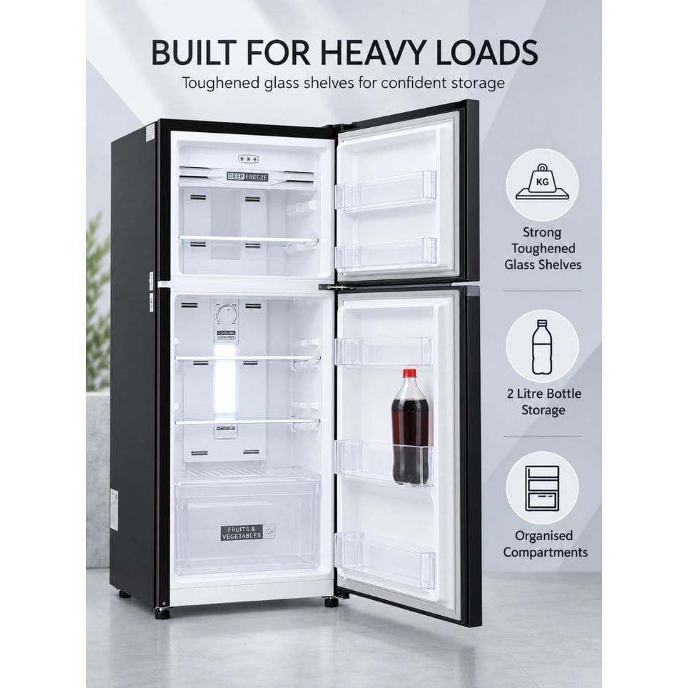 Whirlpool 235 Ltrs, 2 Star Frost Free Double Door Inverter Refrigerator (NEO 278GD PRM CRYSTAL BLACK 2S)