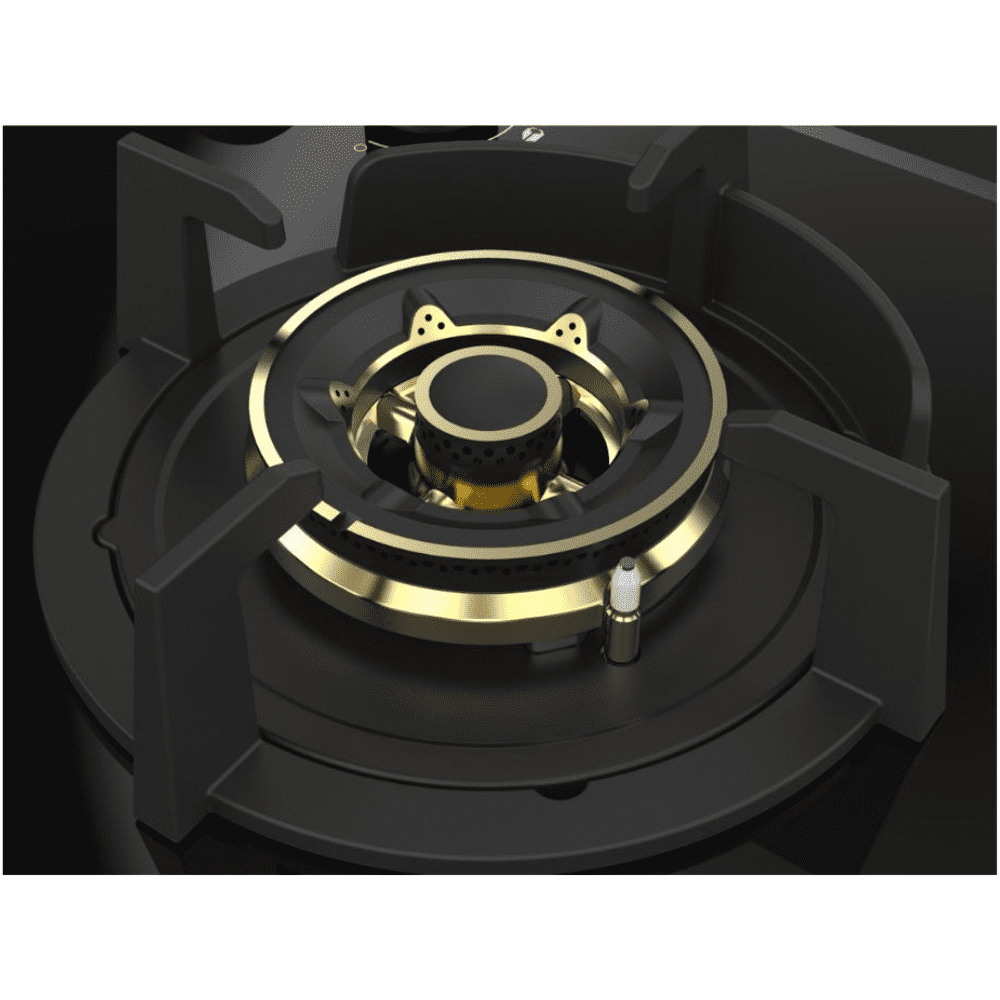 Hindware Hob, HAZEL 4B 86CM, 4 Burner 86 cm Auto Ignition Glass Top Full Brass Burners 2 Medium + 2 small Gas Stove (Black)