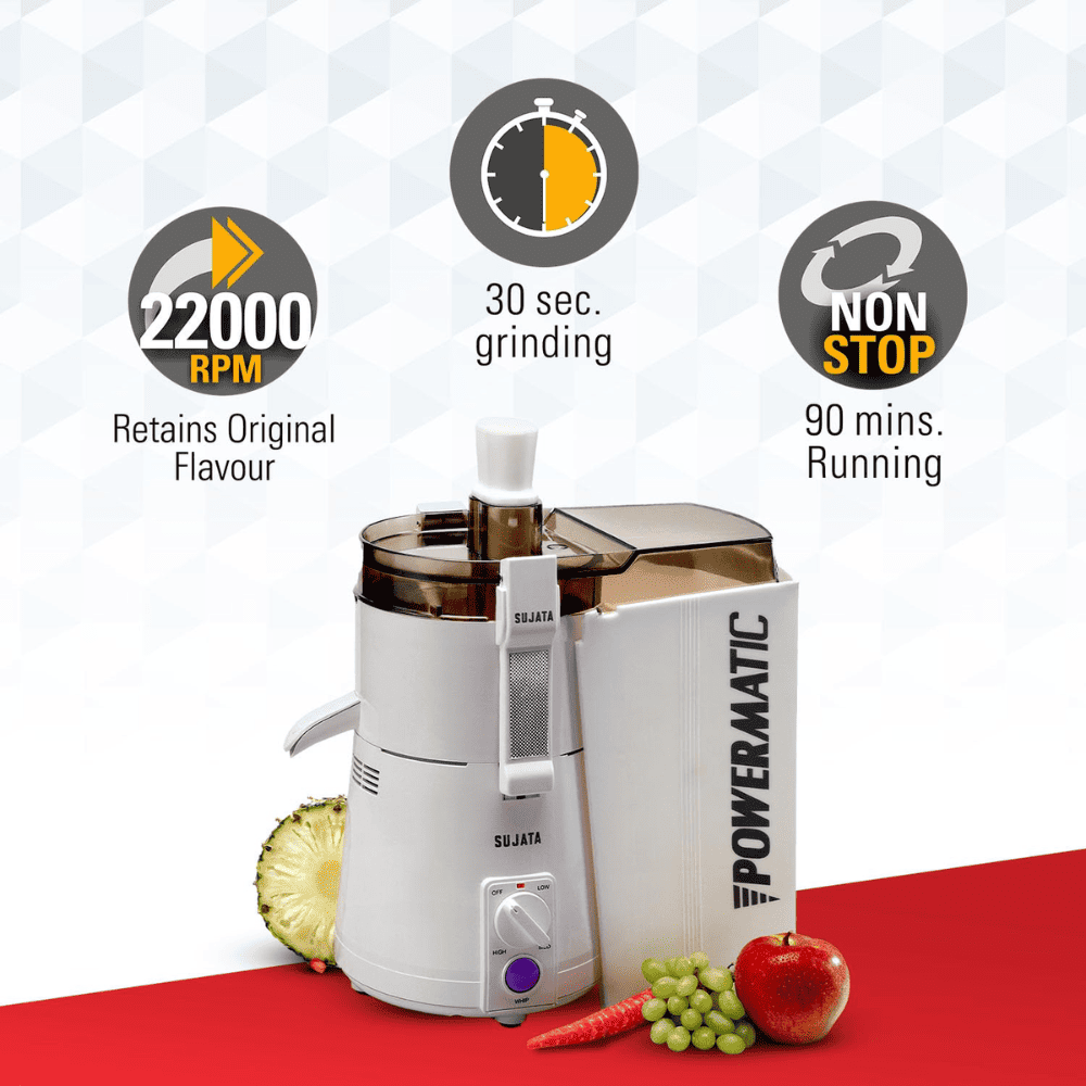 Sujata 900 Watts Juicer Mixer Grinder with Jars (Powermatic pro, White)