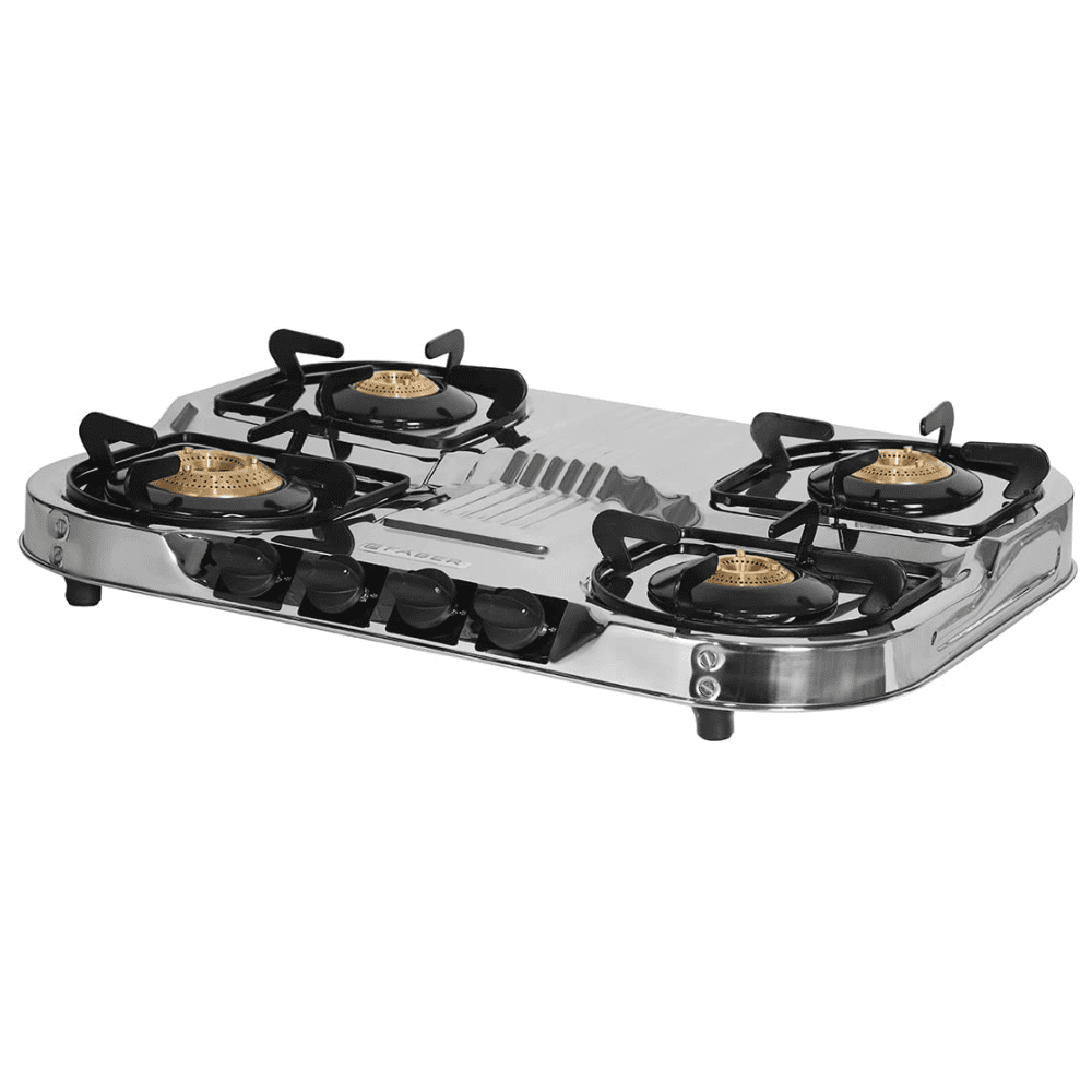 Faber Cooktop, ASTRA 4B SS, 4 Burner 60 cm Manual Ignition Glass Top Brass Burners 4 Medium Gas Stove Glass (Steel Silver Grey)
