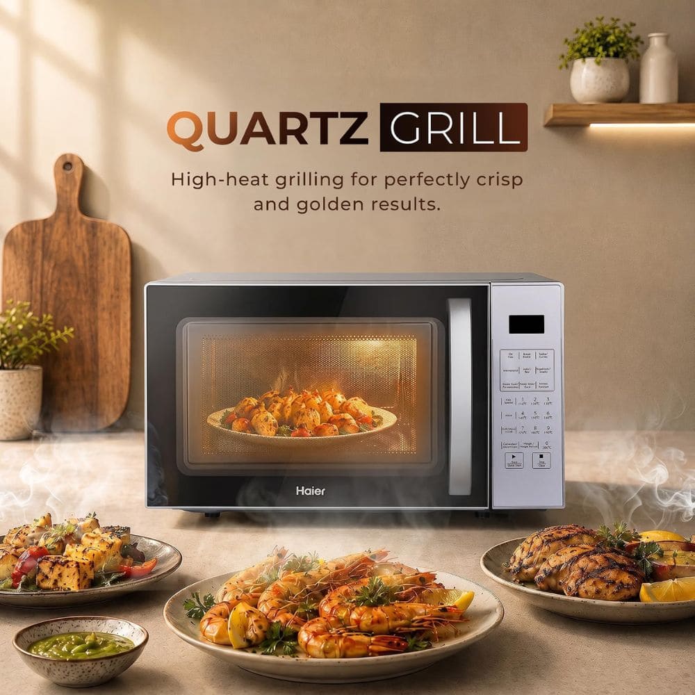 Haier 22 Ltrs Stainless Steel Convection Microwave Oven (HIL2201CSSH,Black)