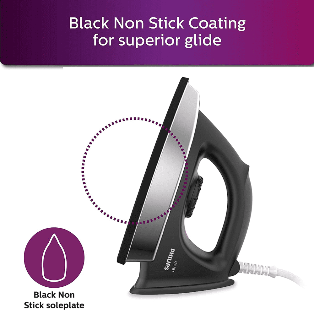 Philips GC181/80, 1000 Watt Dry Iron (Black)