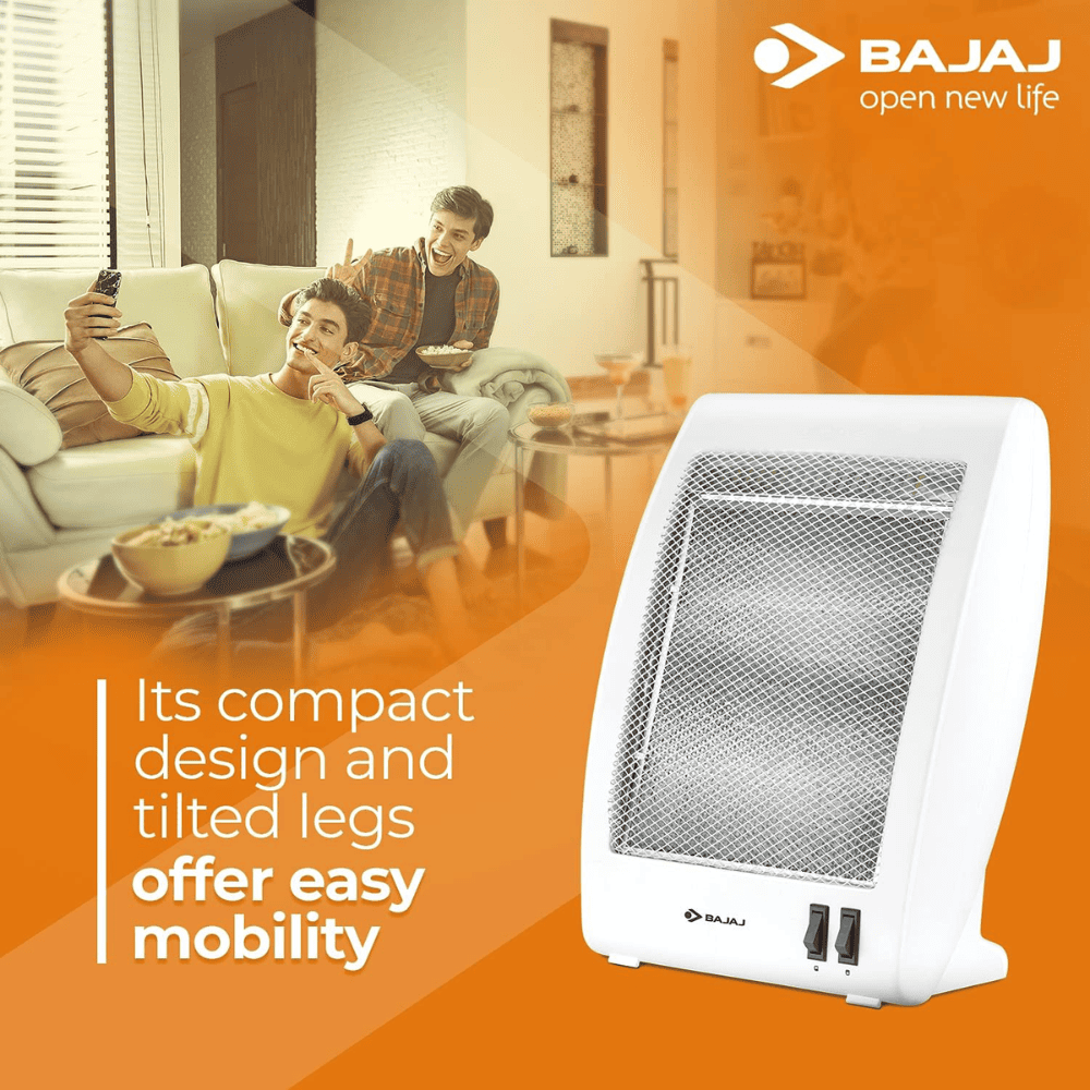 Bajaj RHX-2, 800 Watts Halogen Portable Room Heater, White