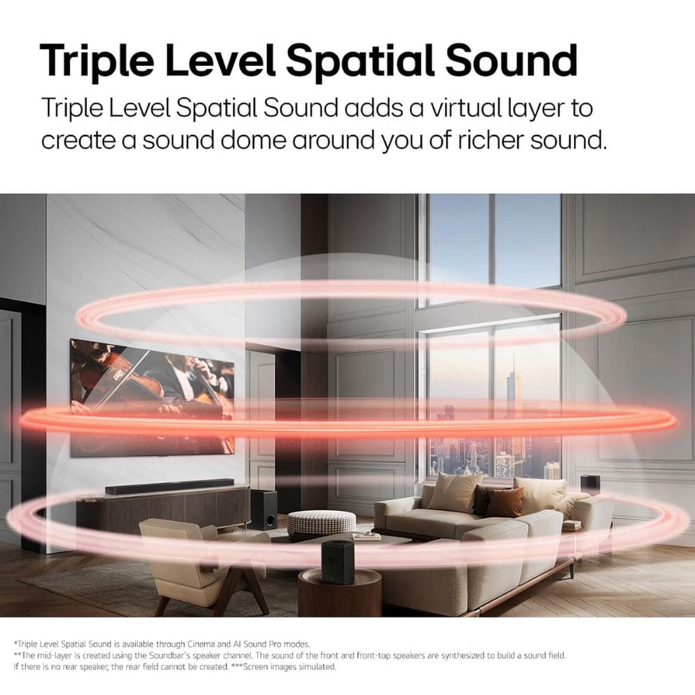 LG 400 Watts Wireless Dolby Atmos True with Subwoofer Soundbar (S77TY, 3.1 3Channel)
