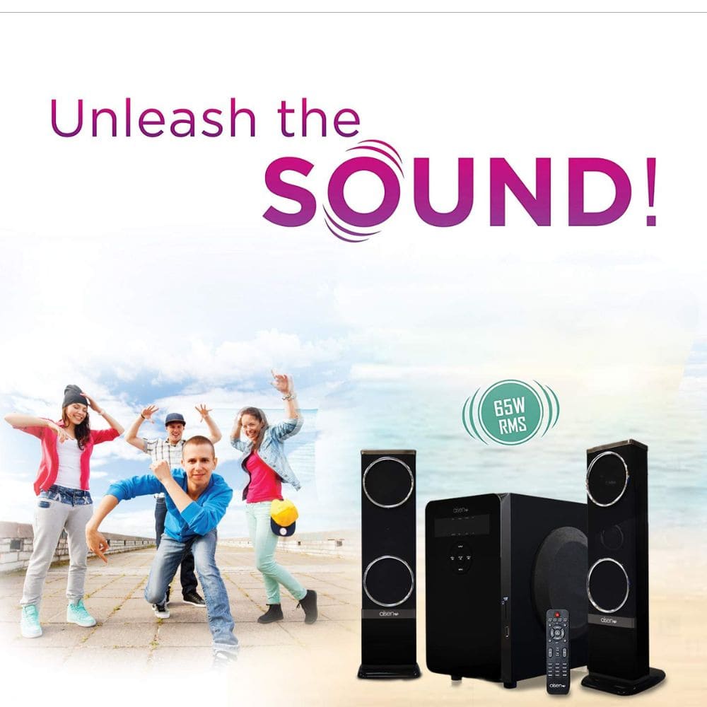 Aisen 65 Watts Home Theatre Bluetooth RMS Tower Speaker (A65UFB203, Black)