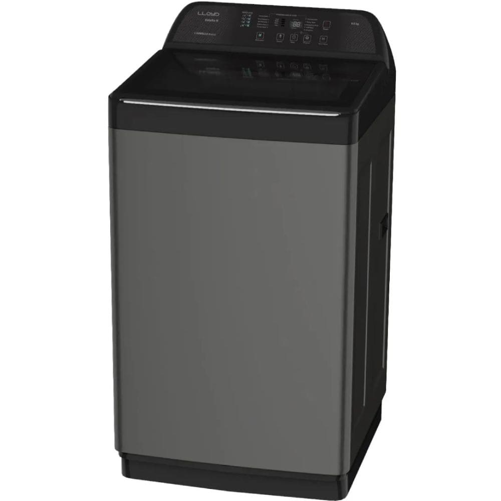 Lloyd 8 Kg 5 Star Fully-Automatic Top Load Washing machine (GLWT805EHPMB,Black)