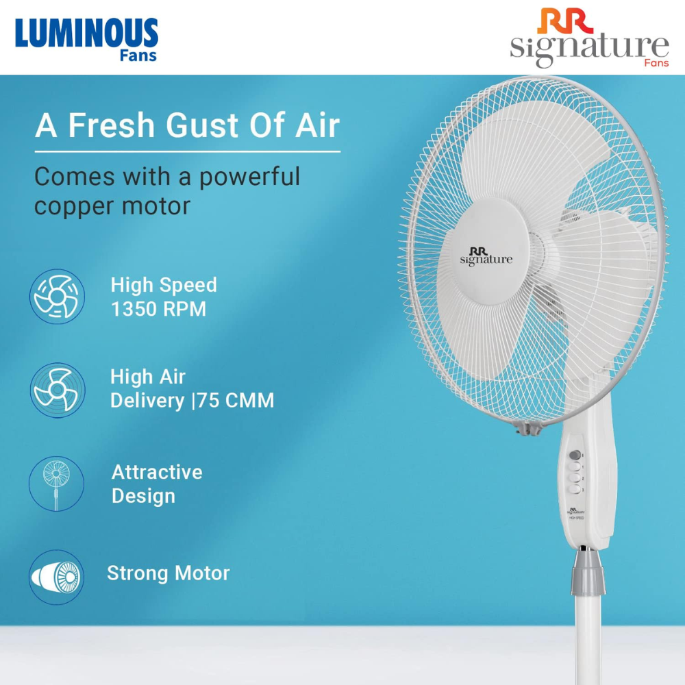 Luminous 400mm 3 Blads Electric Metal Pedestal Fan (Mojo Plus,)