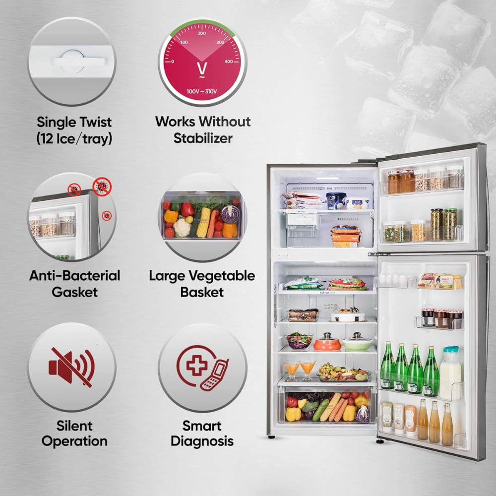 LG 466 Ltrs 1 Star, Inverter Frost Free, Double Door Refrigerator (GL-T502CPZR)