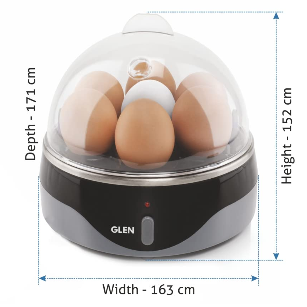 Glen SA3030EB7, 350 Watts Egg Boiler 7 Egg, 1 Poaching Cup, Auto shut Off (Grey)