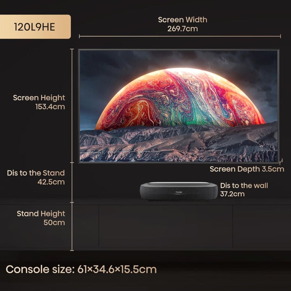 Hisense 120L9HE, 120 Inches 4K Ultra HD Smart QLED TV, Black