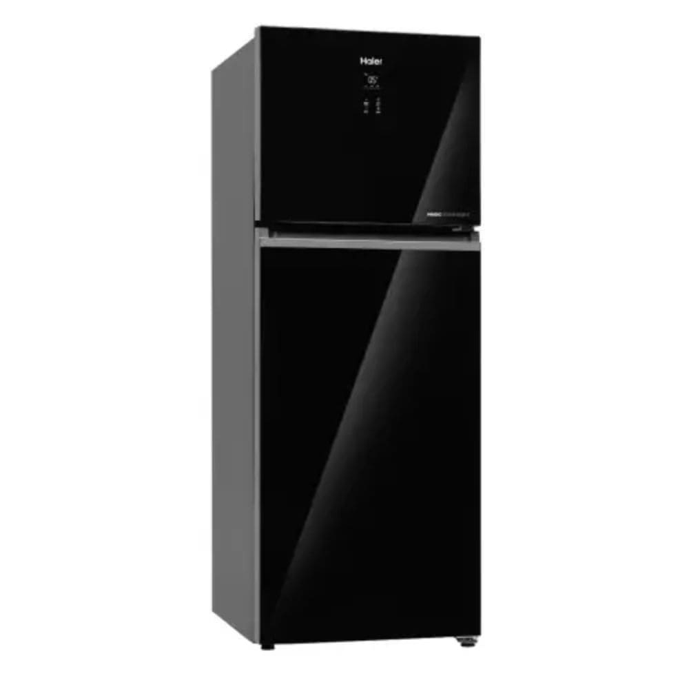 Haier 358 Ltrs, 2 Star Frost Free Double Door Refrigerator (HRF 4082PLKGA P, Black Glass)