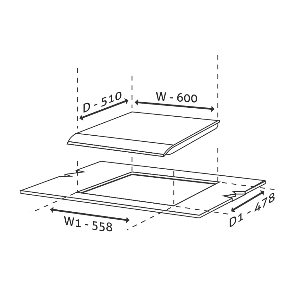 Glen Hob  1064 RO HT DB, 4 Burner 60 cm Automatic Ignition Glass Top Brass Burners 2 Small + 2 big Gas Stove with Double Ring Forged (Black)