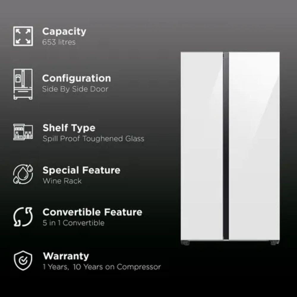 Samsung 653 Ltrs, 3 Star Convertible 5 in 1 with Wifi Refrigerator (RS76CB81A312)