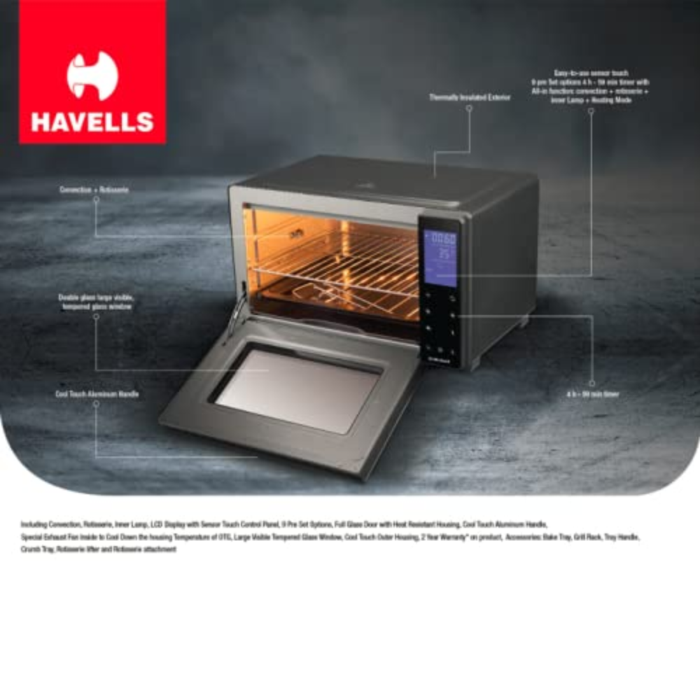 Havells  OTG 28 Ltrs DIGI1500-Watt OTG (GHCOTCDK150,Black)