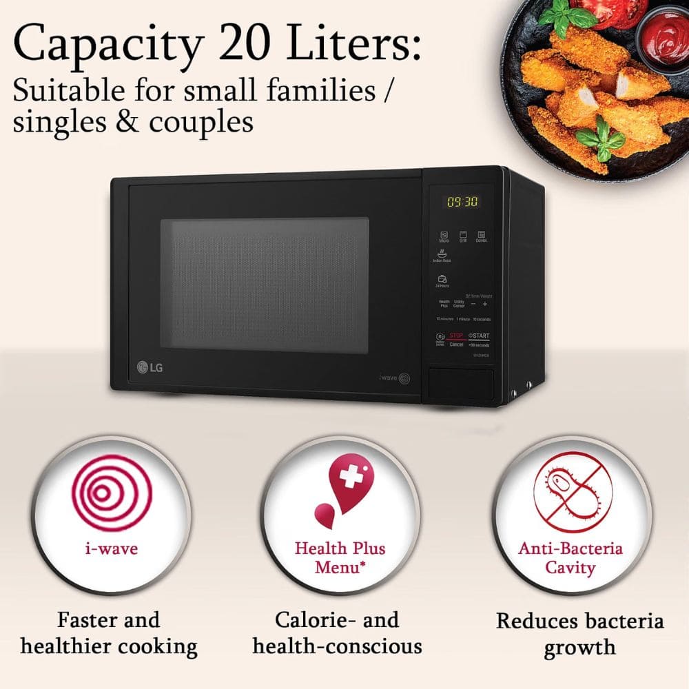 LG 20 Ltrs Grill with Glass Door Microwave Oven All in One Charcoal (MH2044DB,Black)
