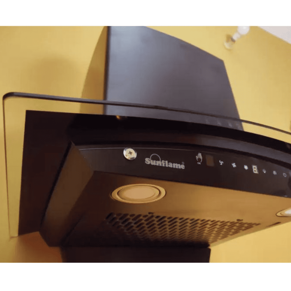Sunflame ANCONA Bk, 60 cm 1250 m3/hr Auto Clean Wall Mounted Chimney, Filterless Technology (Black)