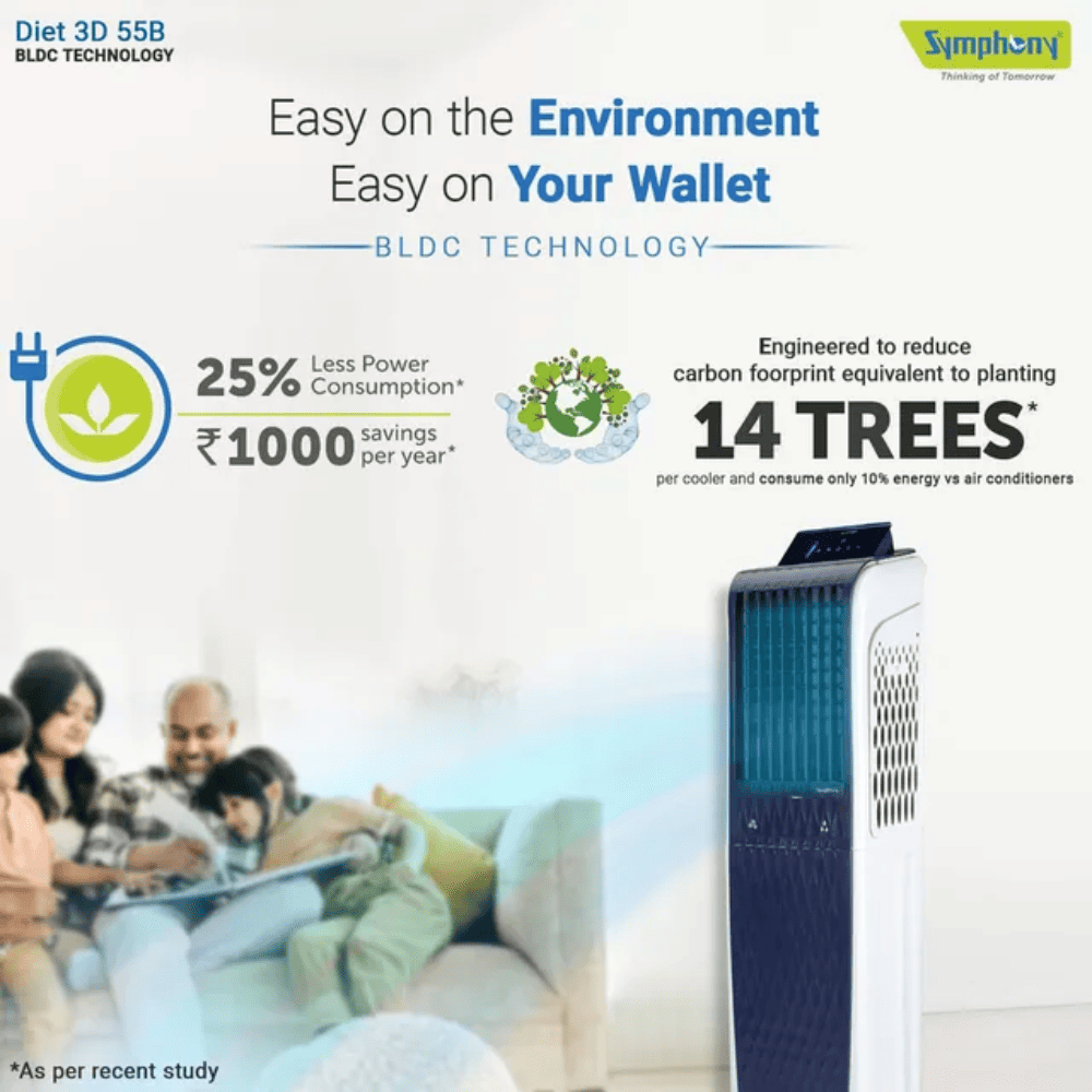 Symphony 55 Portable Tower Air Cooler (DiET3D55B)