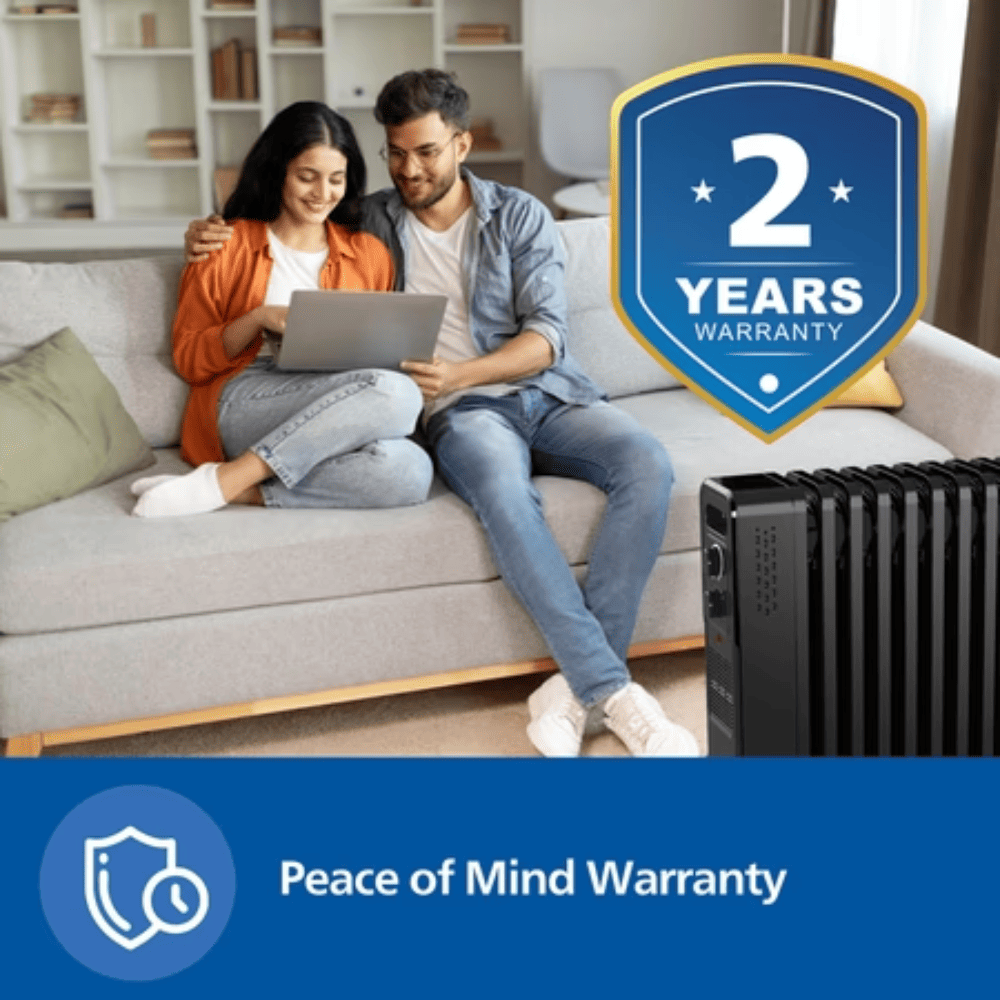 Philips 13 Straight Fins, 2900 Watts Oil Filled Radiators with Fan Room Heater (OFR13, Black)