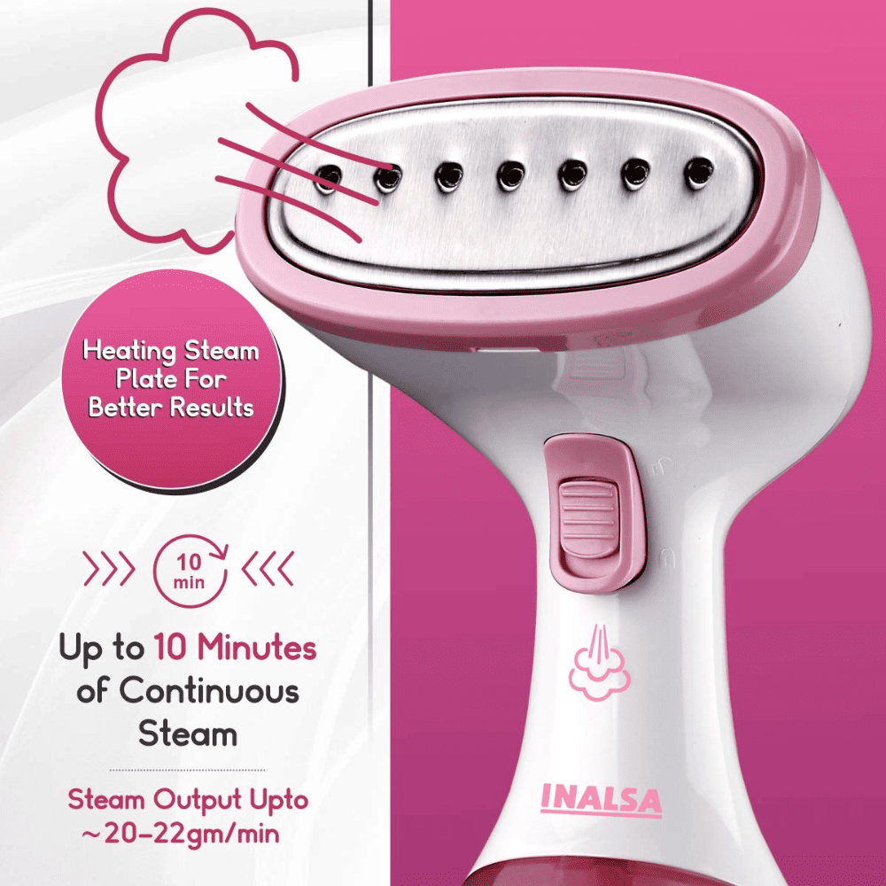 Inalsa Steamax, 1200 Watts Garment Steamer with Fabric & Steam Brush and 260ml Capacity (White & Pink), Air Fryer Digital Nutri Fry-1400W 4L,Smart AirCrisp Technology 8-Preset, Variable Temp (Black)