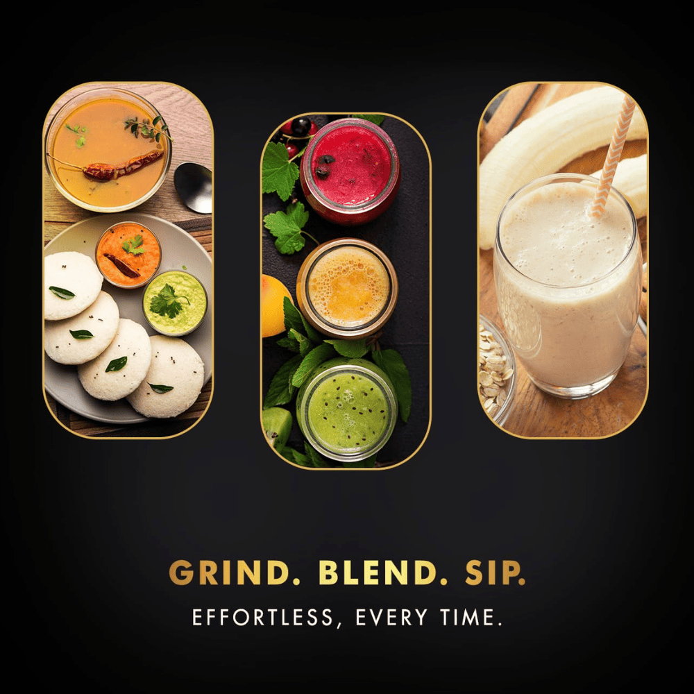 Sujata 1000 Watts Mixer Grinder with 3 Jars 1 Blender (MG03, Black)