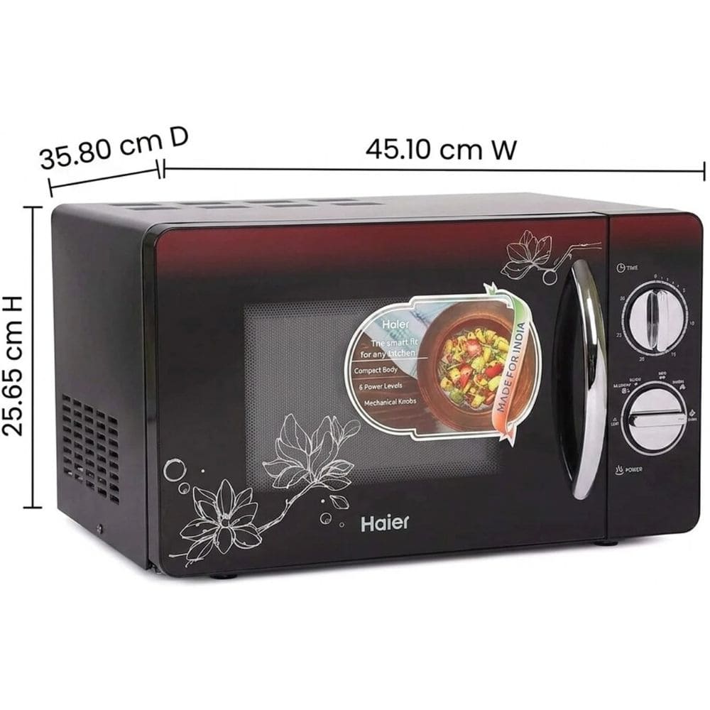 Haier 20 Ltrs Digital Display Solo Microwave Oven (HIL2002MFPH,Black)