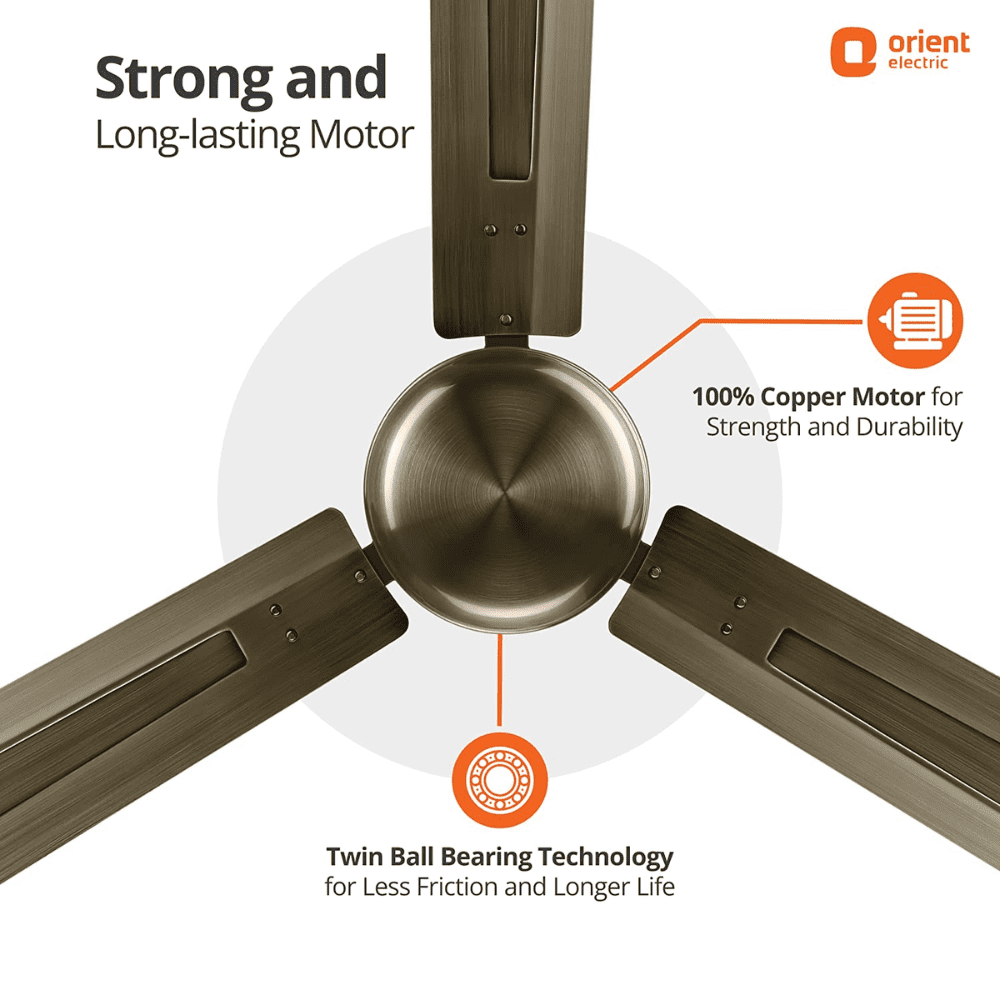 Orient Electric Quasar, 1400mm 3 Blade Electroplated Decorative Ceiling Fan