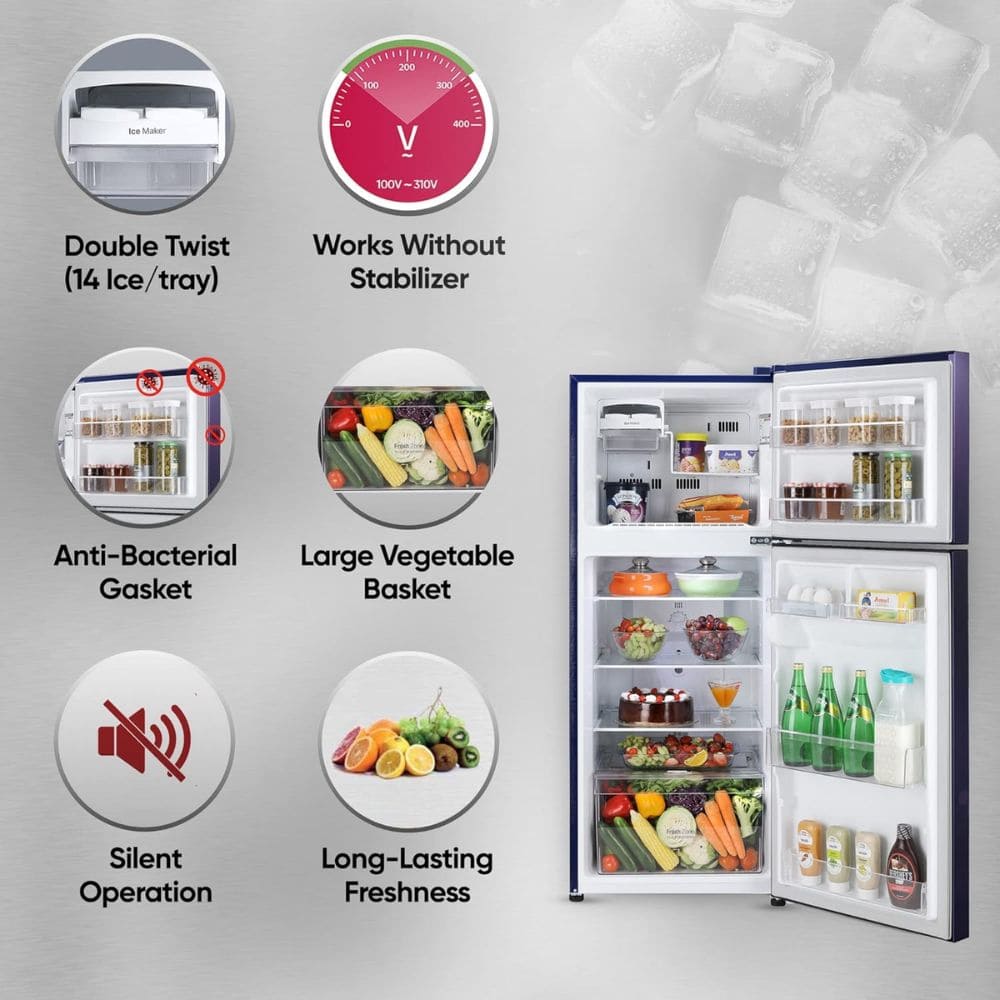 LG 242 Ltrs 2 Star, Inverter Frost Free, Double Door Refrigerator (GL-N292BBCY)