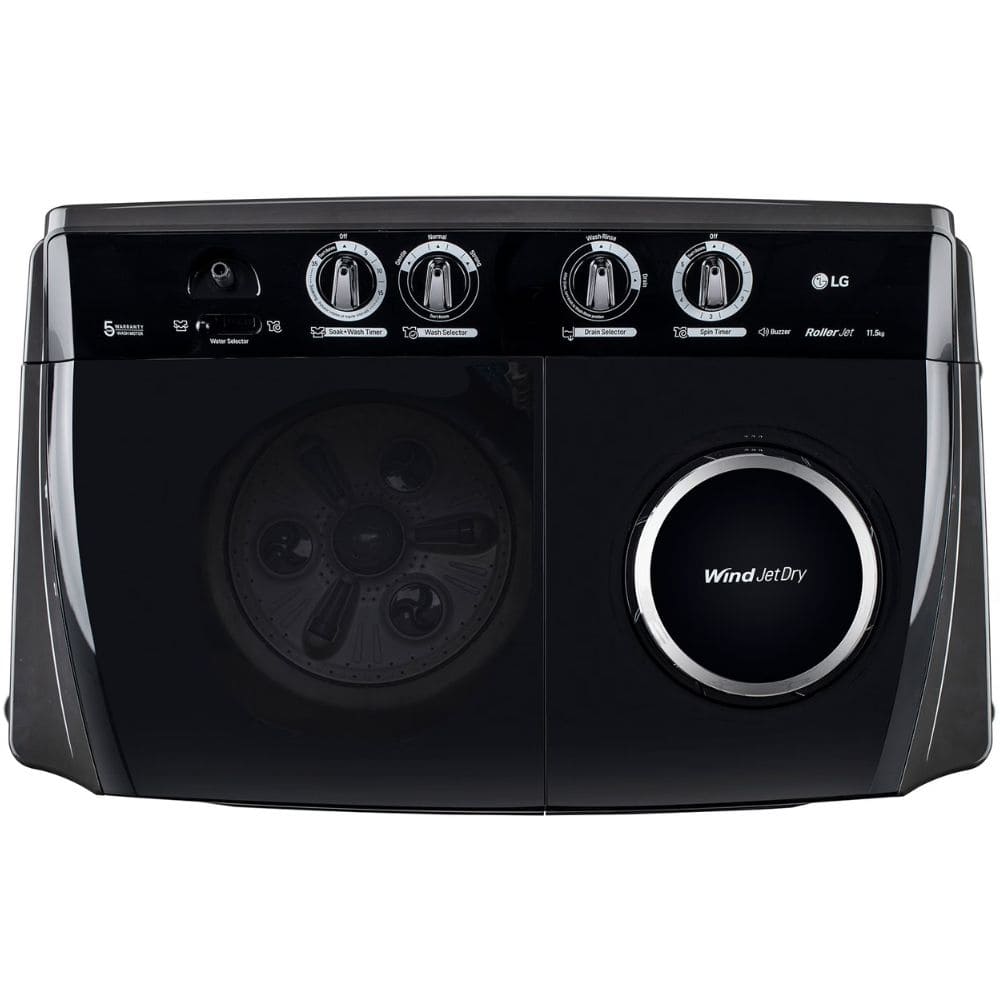 LG 11.5 Kg 5 Star Semi-Automatic Top Load Washing machine (P115ASLAZ, Black)