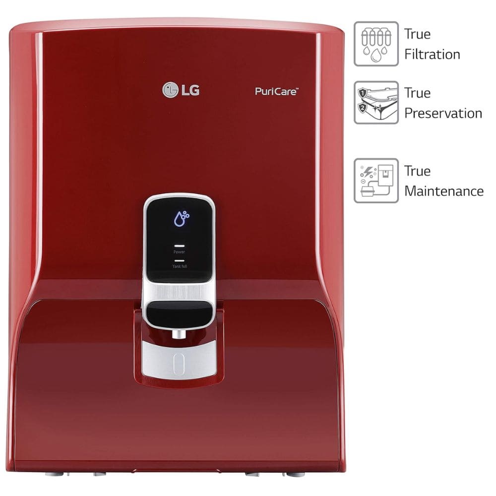 LG WW140NPR, 8 Litres RO+UV Stainless Steel Tank Wall Mountable Water Purifier, Red