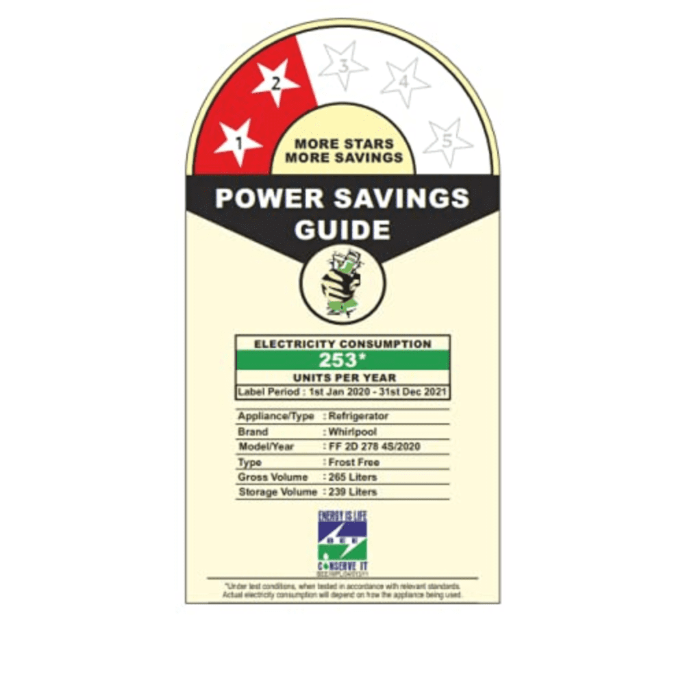 Whirlpool 231 Ltrs 2 Star Inverter Frost Free Double Door Refrigerator (IF INV ELT 278GD, Crystal Mirror)