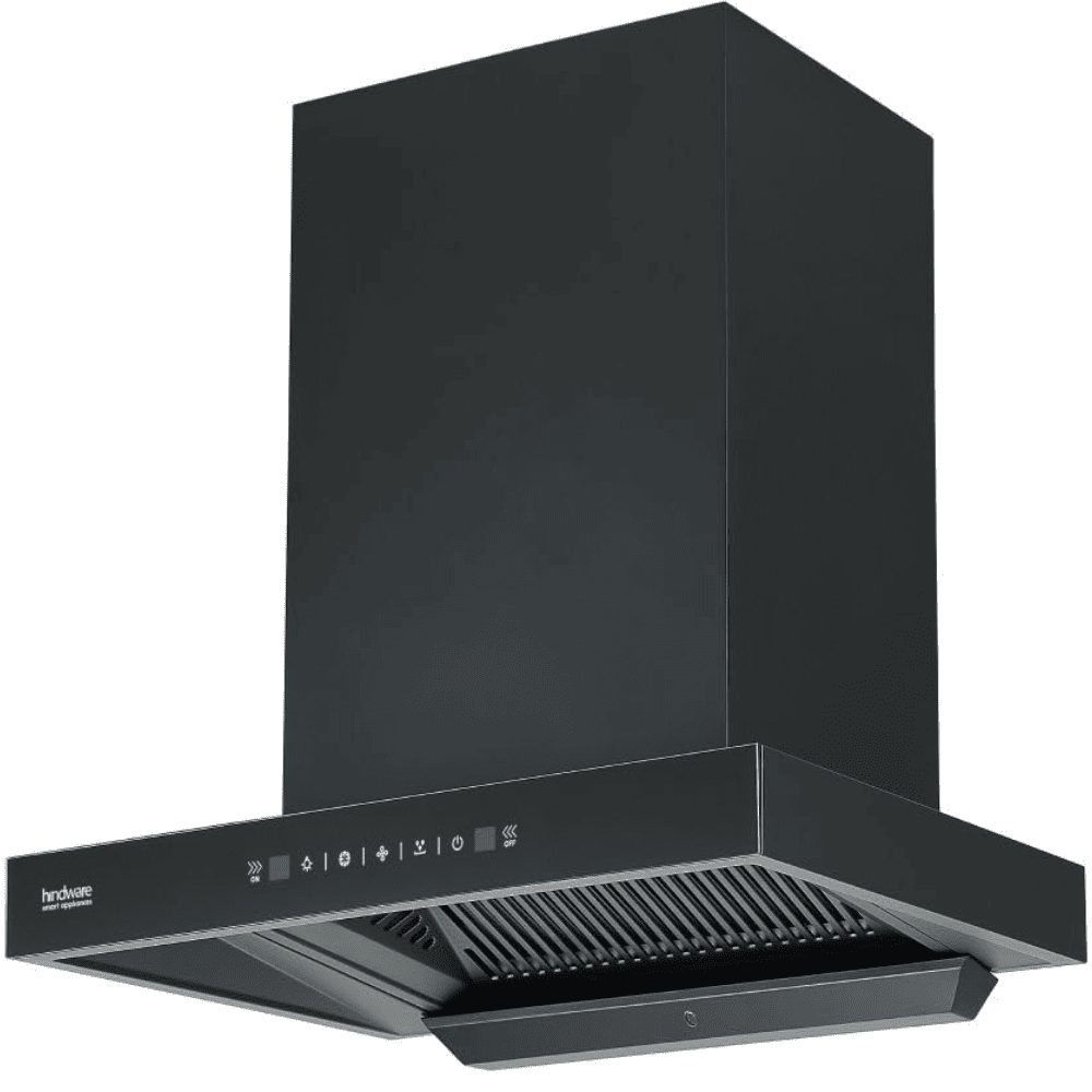 Hindware ALICIA NEO, 60 cm 1350 m3/hr Heat Auto Clean Wall Mounted Chimney, Motion Sensor with Filterless Technology (Black)