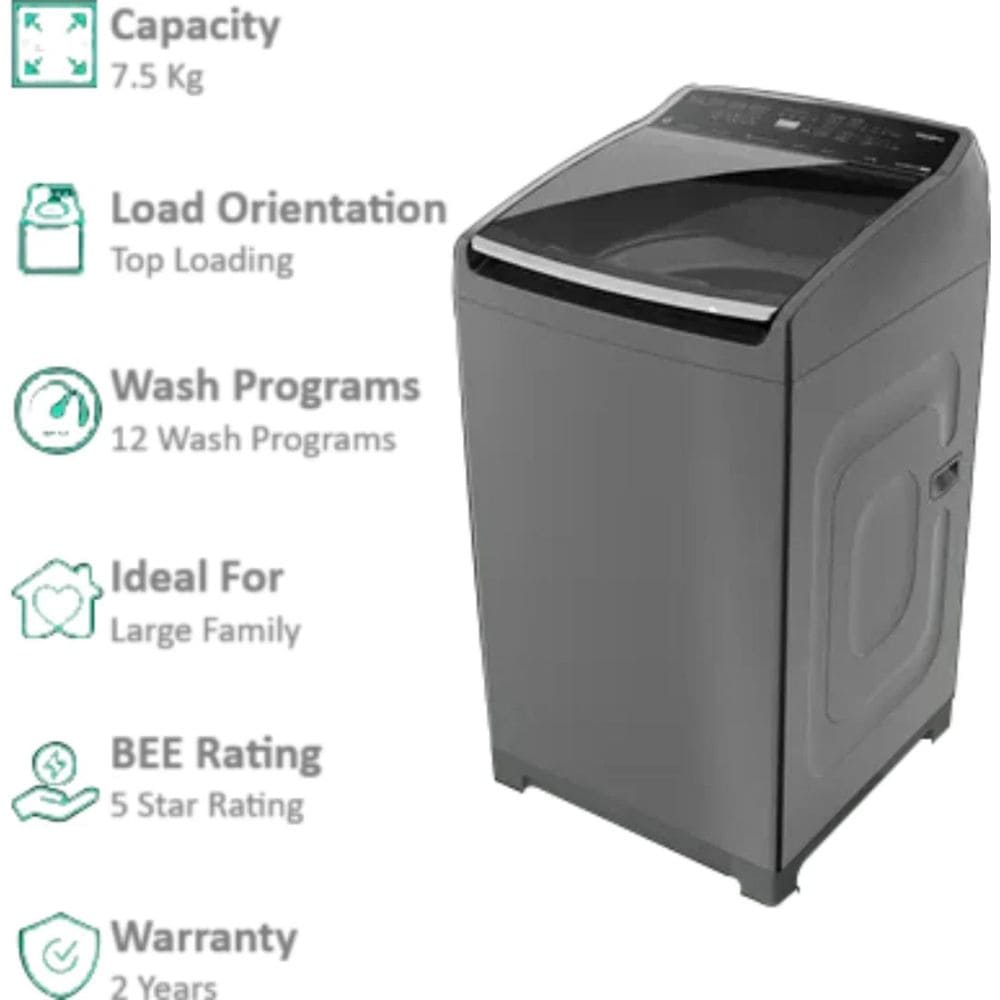 Whirlpool 7.5 Kg 5 Star Fully Automatic Top Load Washing Machine (Stainwash pro 7.5 KG,Grey)