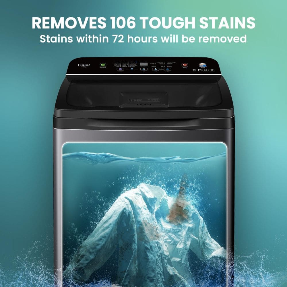 Haier 10.5 Kg 5 Star Fully-Automatic Top Load Washing machine (HWM105-H688BK,Black)