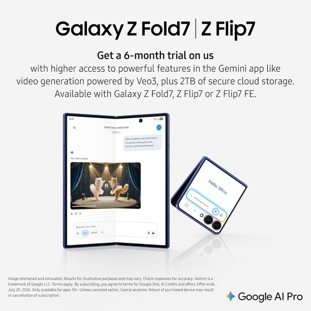 Samsung Galaxy Z Fold7 5G AI Smartphone with Ultra Sleek Design (Blue Shadow,12GB RAM, 256GB Storage)