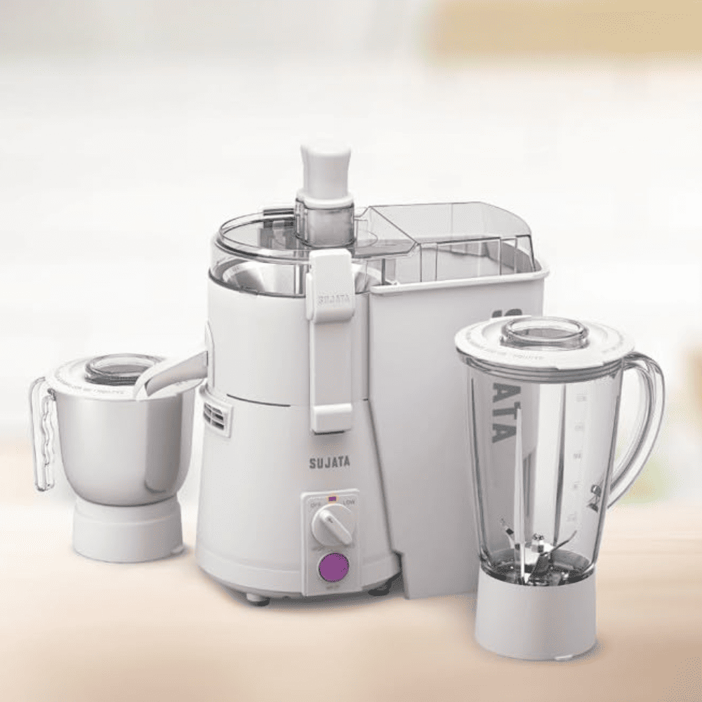Sujata 900 Watts Juicer Mixer Grinder with 2 Jars (Powermatic plus, White)