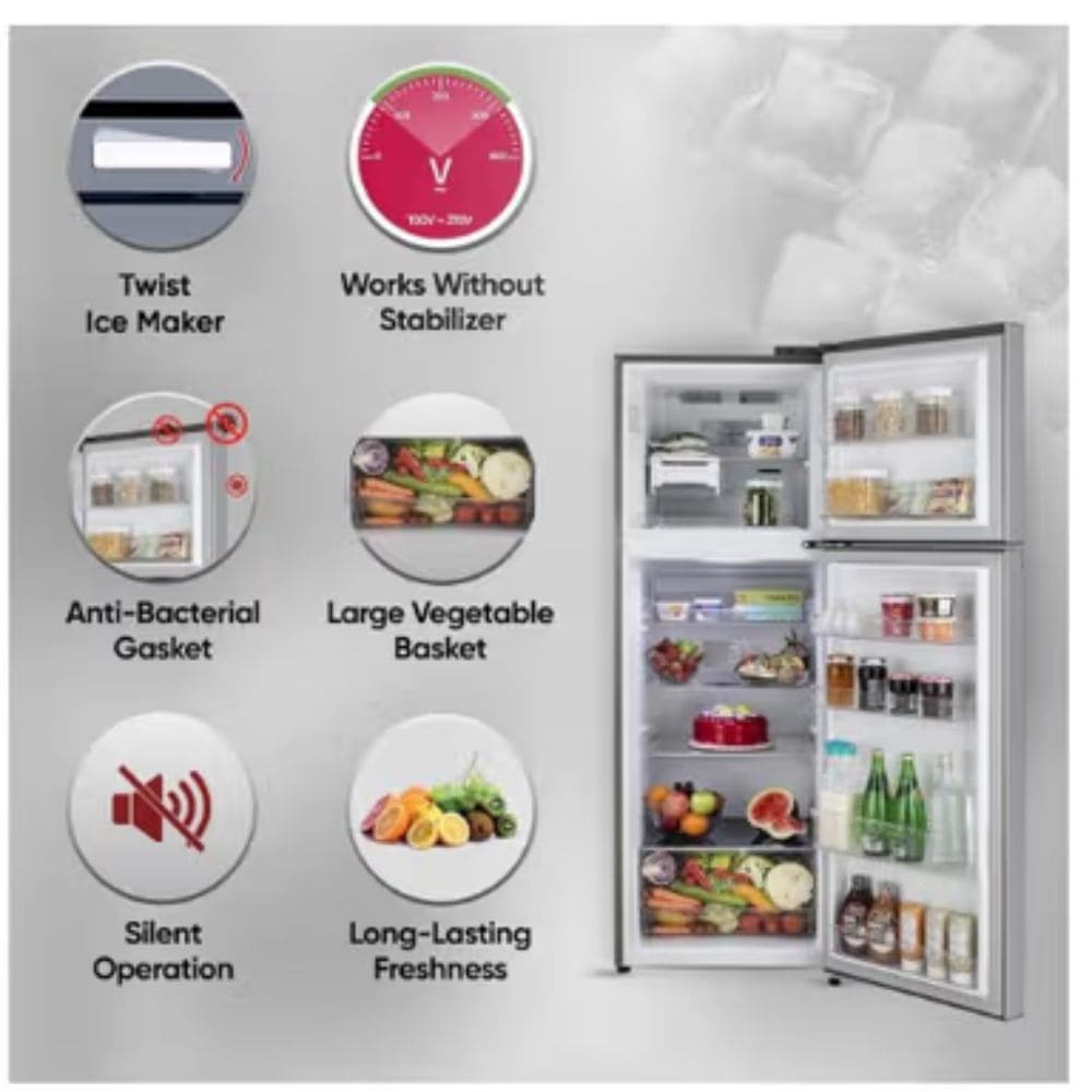 LG 251 Ltrs, 1 Star Frost Free Double Door Refrigerator (GLT2516WXDS, Dazzle Steel)