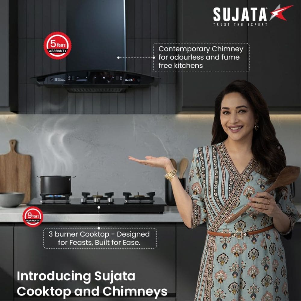 Sujata Cooktop Premium, 3 Burner Glass Top Forged Brass Burner Gas Stove (Black)