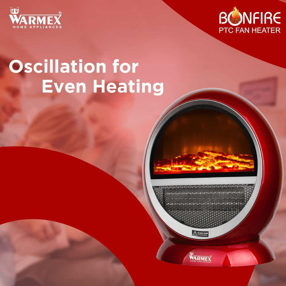 Warmex 1500 Watts Bonfire PTC Room Heater (Red & Silver)