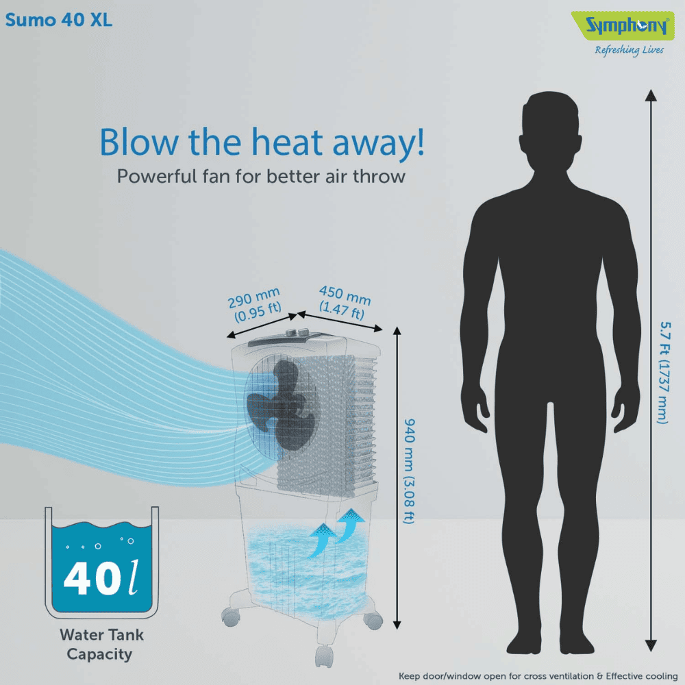 Symphony 40 Ltrs Personal Air Cooler (Sumo 40XL)