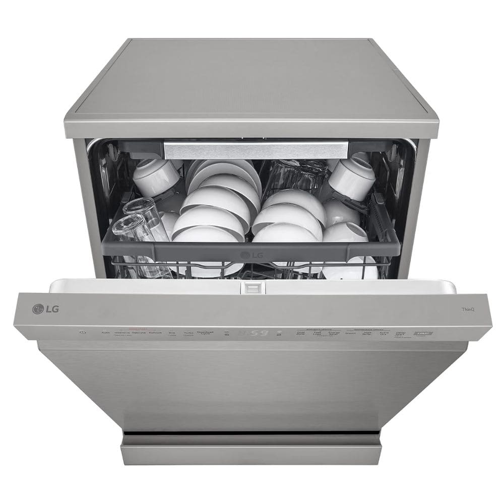 LG 15 place settings Free Standing Dishwasher with True Steam Quad Wash & Inverter Direct Drive (DFB435FV, Prime Silver)