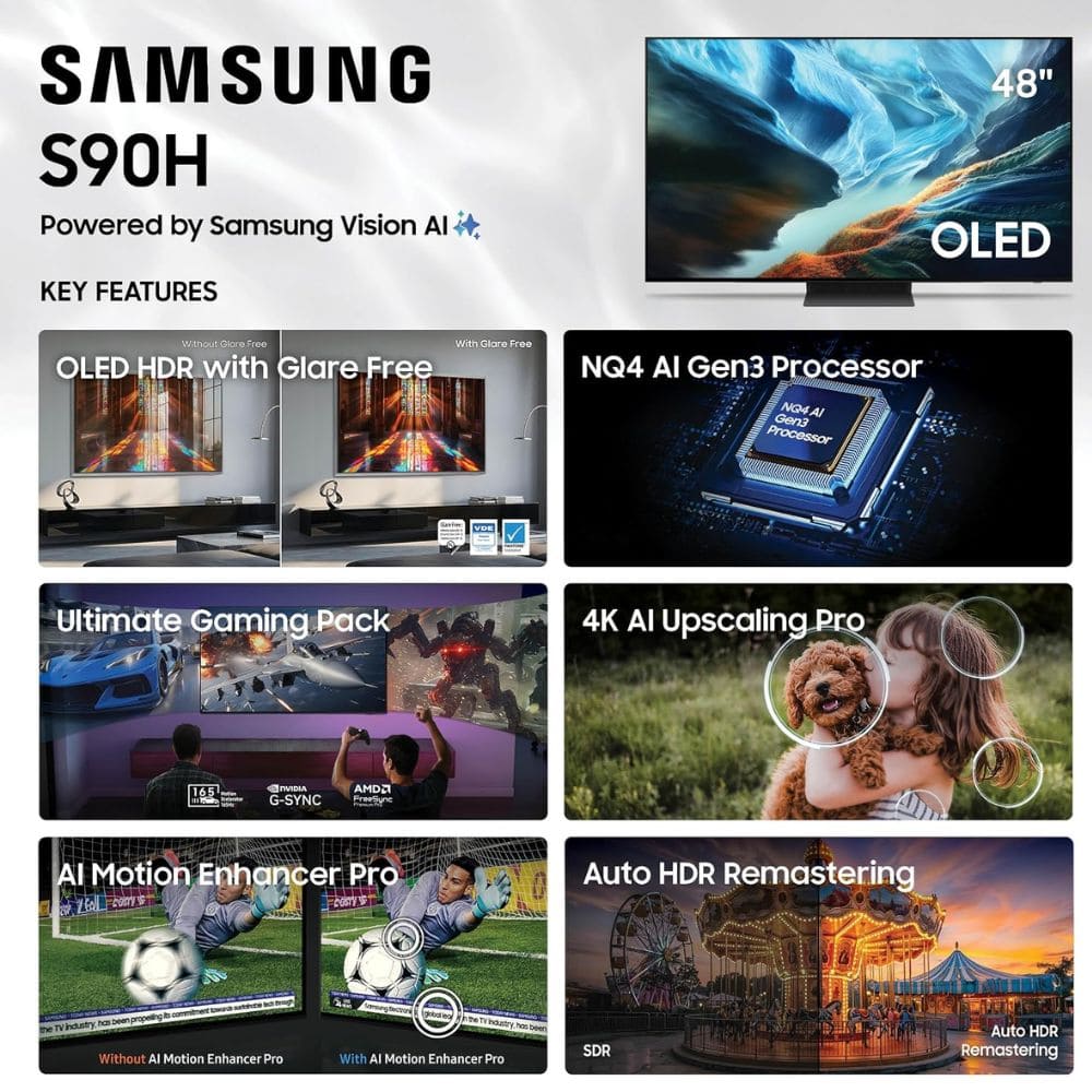 Samsung 48S90H, 48 Inches 4K Ultra HD OLED TV, Graphite Black
