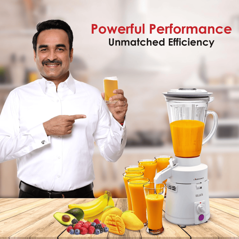Sujata 900 Watts Mixer Blender with 3 Ltrs Larg tab Jar (Megamix, White)