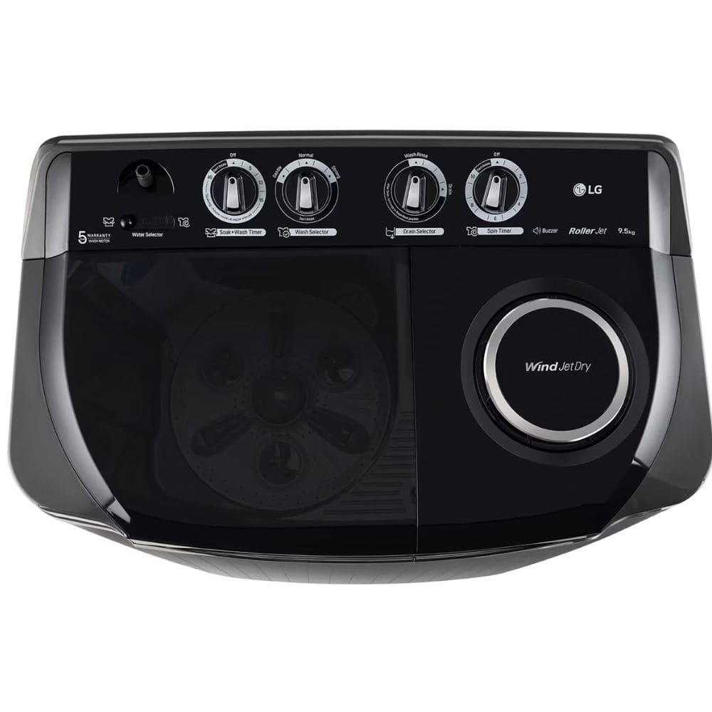 LG 9.5 Kg 5 Star Semi-Automatic Top Load Washing machine (P9555SKAZ, Middle Black)