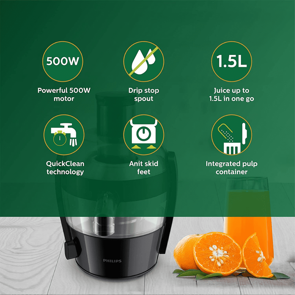 Philips 400 Watt Viva Collection Juicer (HR1832/00, Ink Black)