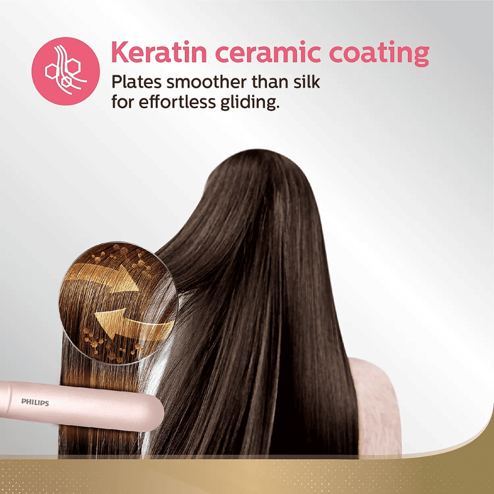 Philips BHS378, Hair Straightener Kerashine Ceramic Plates (Pink & Black)