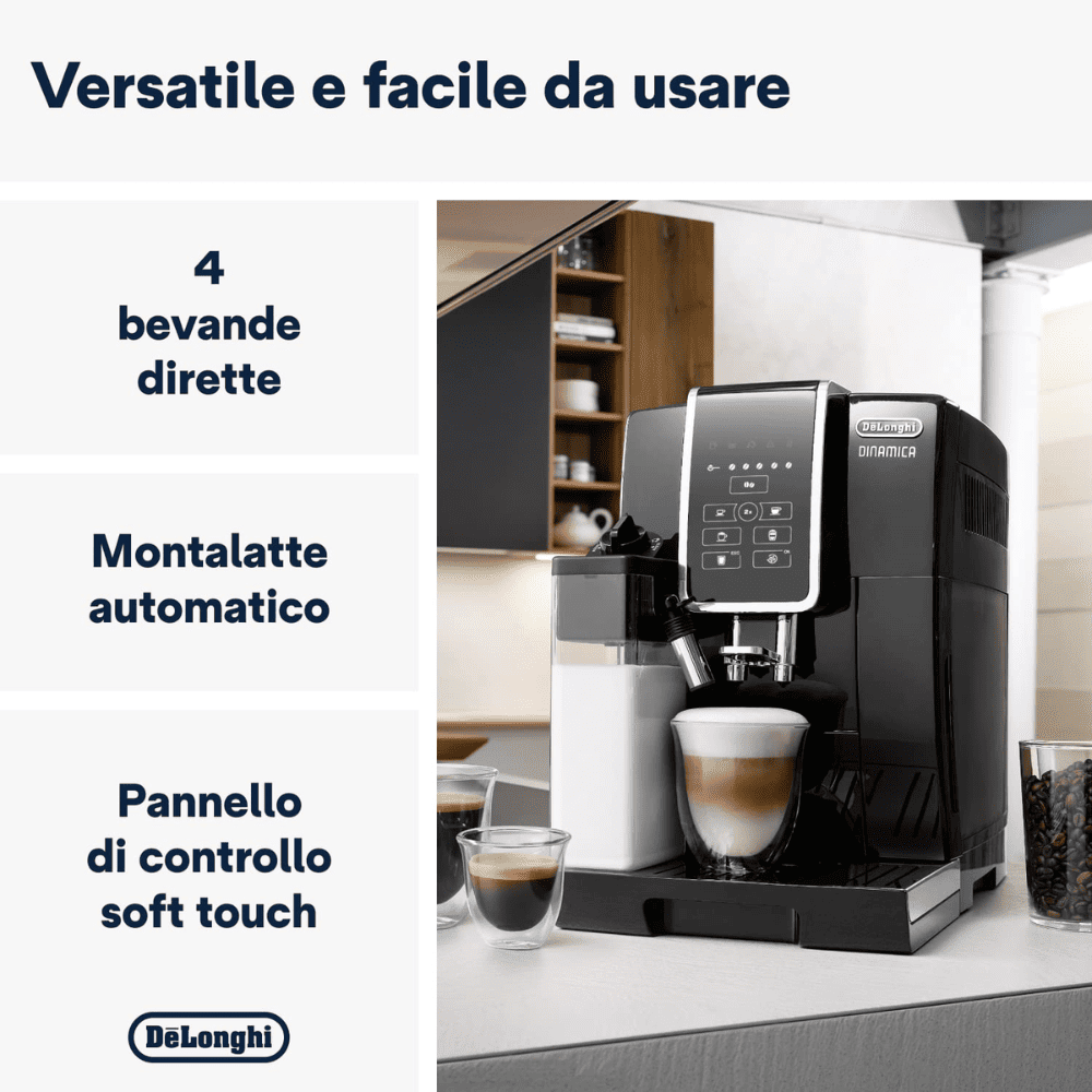 Delonghi ECAM350.55B, Dinamica Super Automatic Espresso Cappuccino Coffee Machine, Black