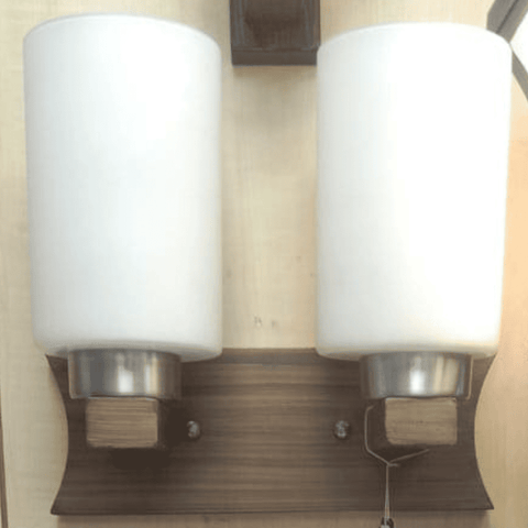 Wall WL1426-2, LeArc Designer Lighting Contemporary Glass Wood Wall Double Light (Brown White)